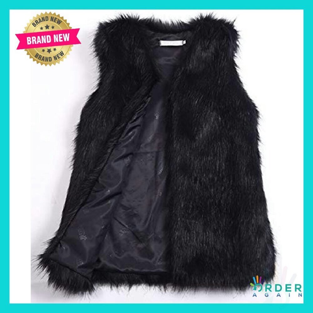 Faux Fur Vest Sleeveless Jacket Cozy Chic Oversized Y2K Style - Picture 3 of 5